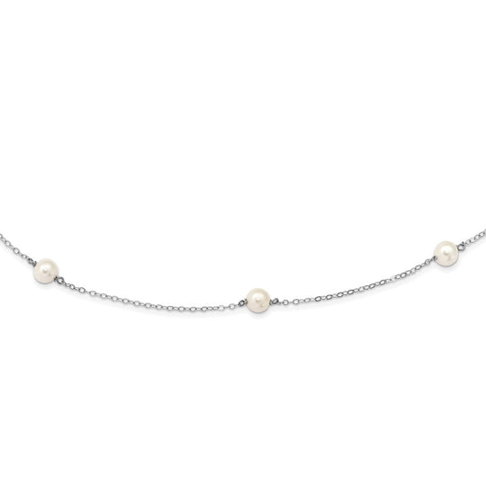 Collar de Perlas Cultivadas de Agua Dulce en Oro Blanco de 14k