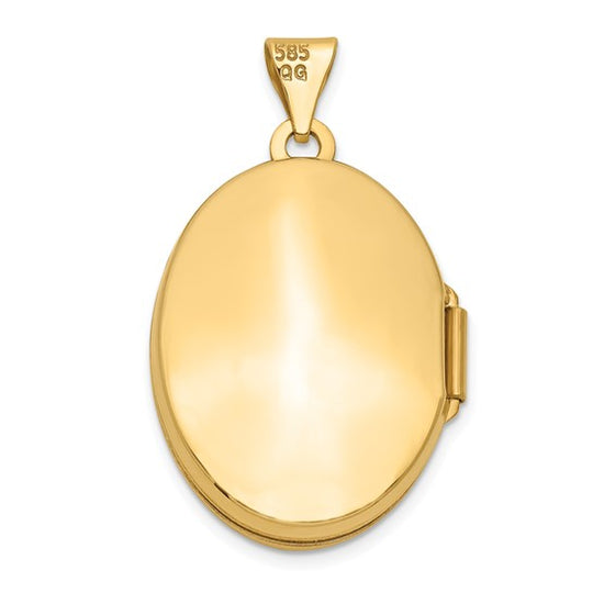 Locket Ovalado con Diseño de Pergamino Abombado en Oro Amarillo de 14k