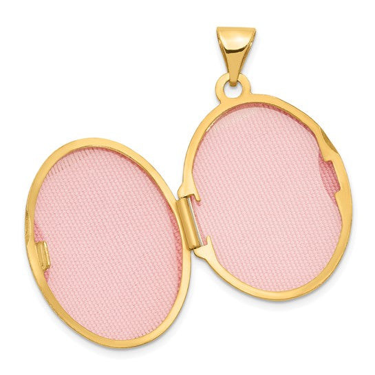 Locket Ovalado con Diseño de Pergamino Abombado en Oro Amarillo de 14k