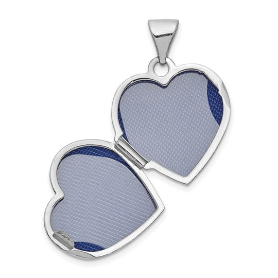 Locket de Corazón Pulido en Oro Blanco de 14k