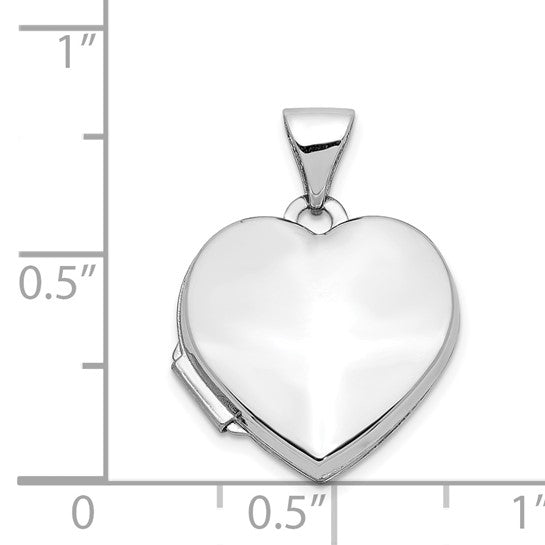 Locket de Corazón Pulido en Oro Blanco de 14k