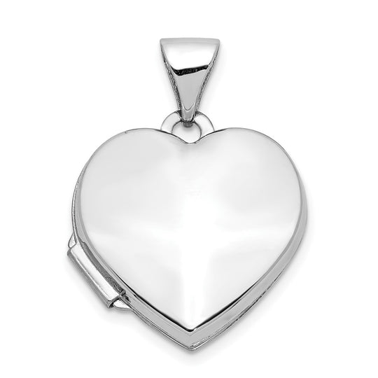 Locket de Corazón Pulido en Oro Blanco de 14k