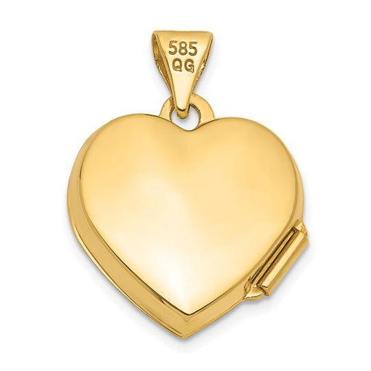 Medallón en Forma de Corazón de 15 mm en Oro Amarillo de 14k