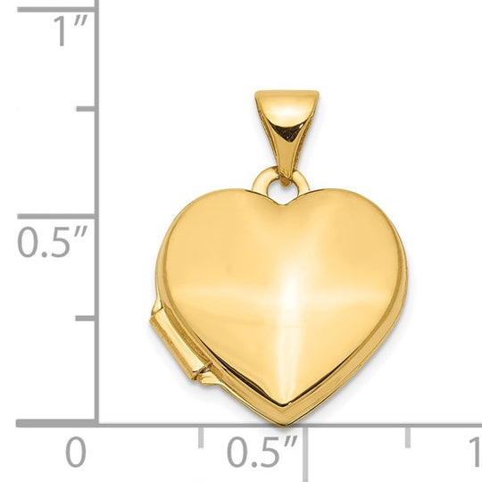 Medallón en Forma de Corazón de 15 mm en Oro Amarillo de 14k