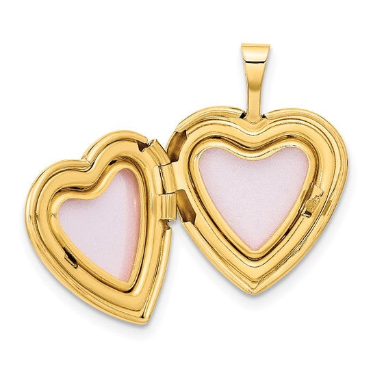 Locket de Corazón de Oro Amarillo de 14k de 16 mm