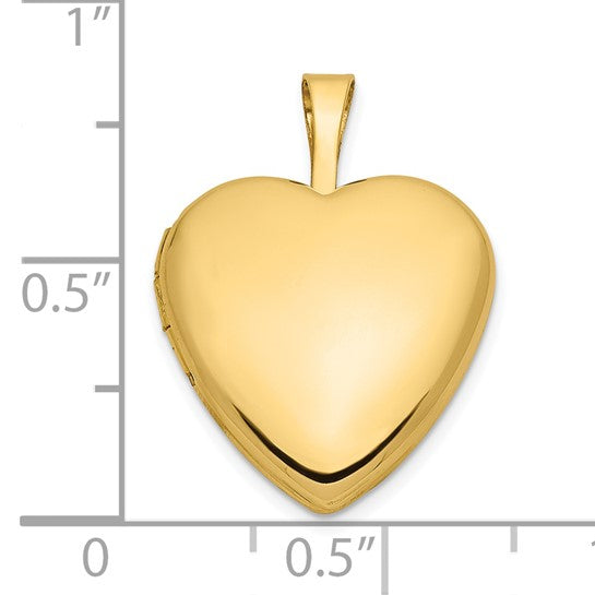 Locket de Corazón de Oro Amarillo de 14k de 16 mm