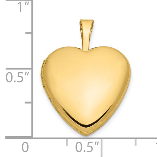 Locket de Corazón de Oro Amarillo de 14k de 16 mm