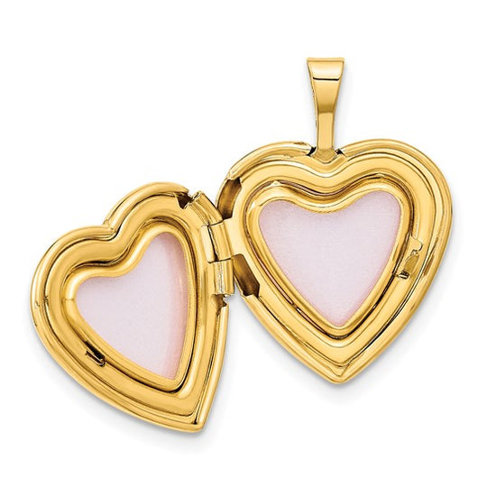 Locket de Corazón "I LOVE YOU" en Oro Amarillo Pulido y Satinado de 14k