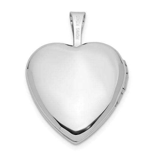 Locket de Corazón Floral de Oro Blanco de 14k de 16 mm