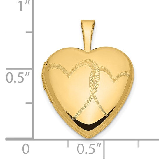 Locket de Corazones Dobles de 14k de 16 mm