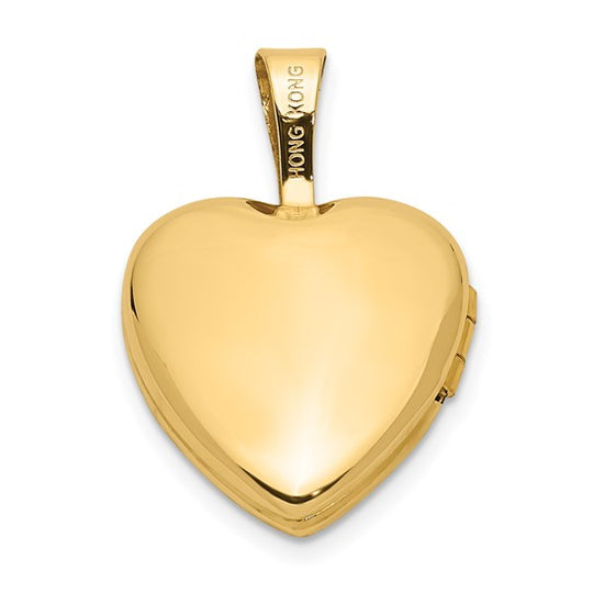 Locket Corazón de Oro Amarillo de 14k con Diamante de 0.01 ct (12 mm)