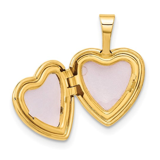 Locket Corazón de Oro Amarillo de 14k con Diamante de 0.01 ct (12 mm)