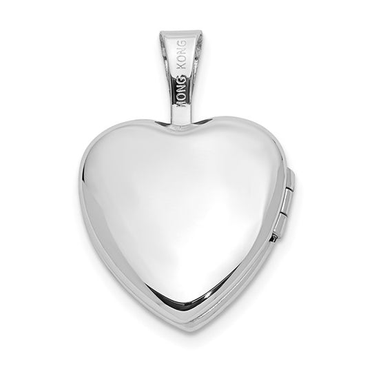 Locket Corazón de Oro Blanco de 14k con Diamante de 0.01 ct (12 mm)