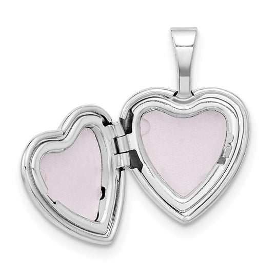 Locket Corazón de Oro Blanco de 14k con Diamante de 0.01 ct (12 mm)