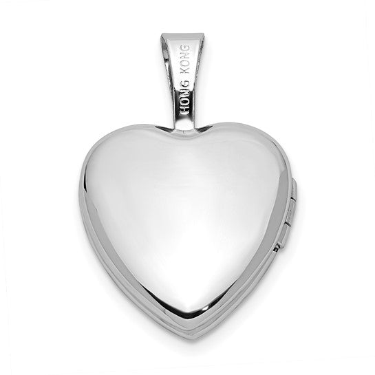 Locket Corazón Estrella con Diamante de 0.01 ct en Oro Blanco de 14k (12 mm)