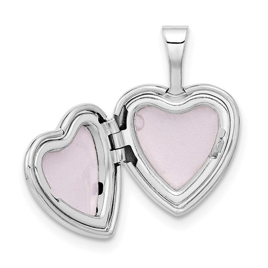 Locket Corazón Estrella con Diamante de 0.01 ct en Oro Blanco de 14k (12 mm)