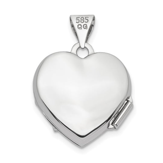 Locket Corazón de Oro Blanco de 14k con Diamante de 0.01ct (15mm)