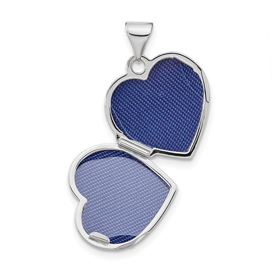 Locket Corazón de Oro Blanco de 14k con Diamante de 0.01ct (15mm)