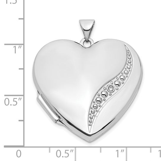 Locket de Corazón con Diamante en Onda de 14k de 27 mm