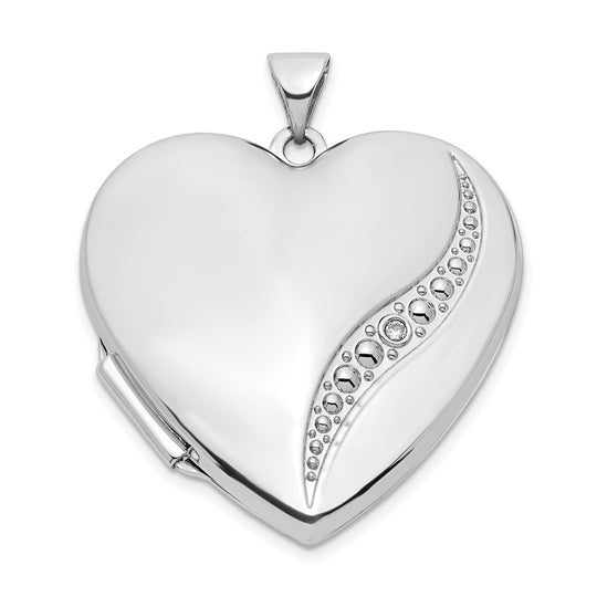 Locket de Corazón con Diamante en Onda de 14k de 27 mm