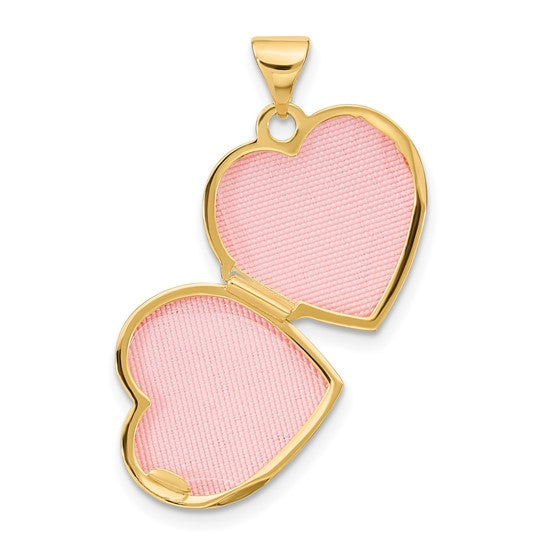 Locket de Corazón de Oro Amarillo de 14k con Rubí de 15 mm