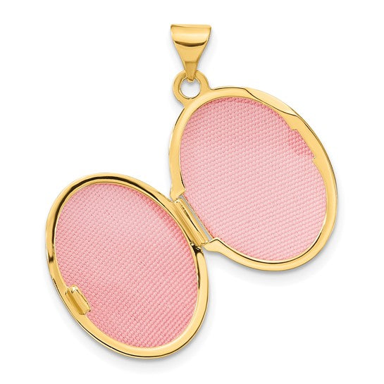 Locket Oval de 19 mm con Hojas de Esmalte de 14k