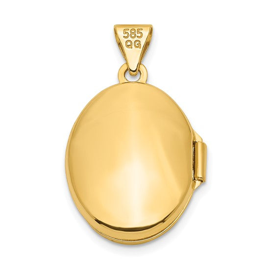 Locket Oval Floral de Oro Amarillo de 14k de 17 mm