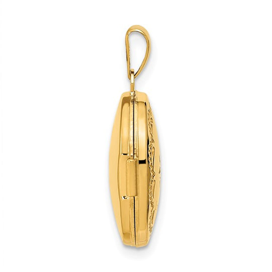 Locket Oval de Diamante Pulido en Oro Amarillo 14k