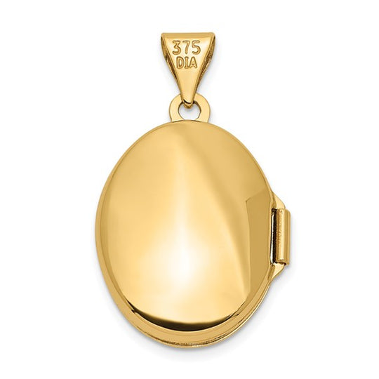 Locket Oval de Diamante Pulido en Oro Amarillo 14k