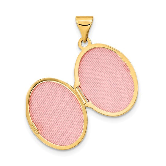 Locket Oval de Diamante Pulido en Oro Amarillo 14k