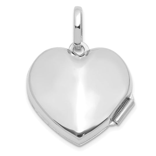 Locket Corazón Texturizado y Pulido con Diamante en Oro Blanco 14k