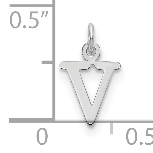 Colgante con la Inicial "V" en Oro Blanco Cortado (Letra Minúscula)