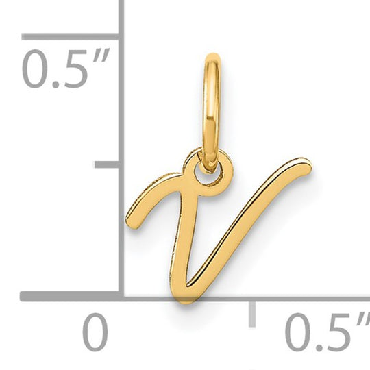 Dije con Letra "V" en Mayúscula de Oro Amarillo de 14K