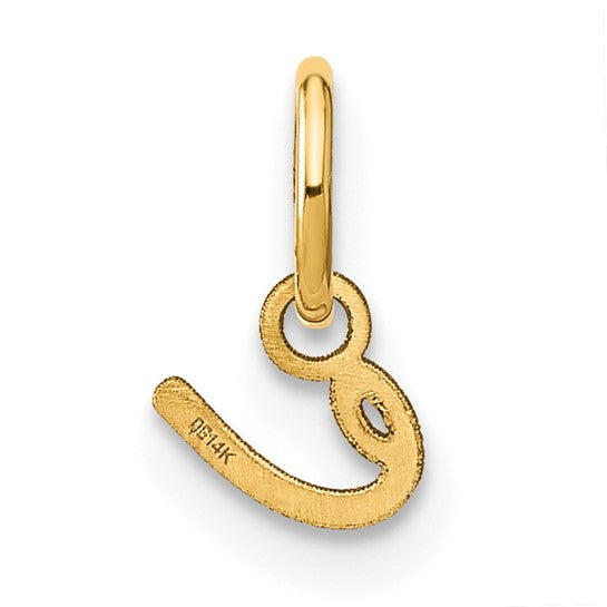 Dije de Letra "E" Minúscula en Oro Amarillo de 14k