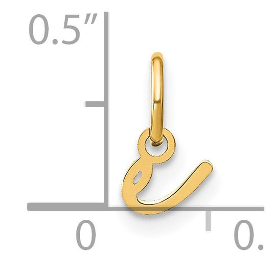 Dije de Letra "E" Minúscula en Oro Amarillo de 14k