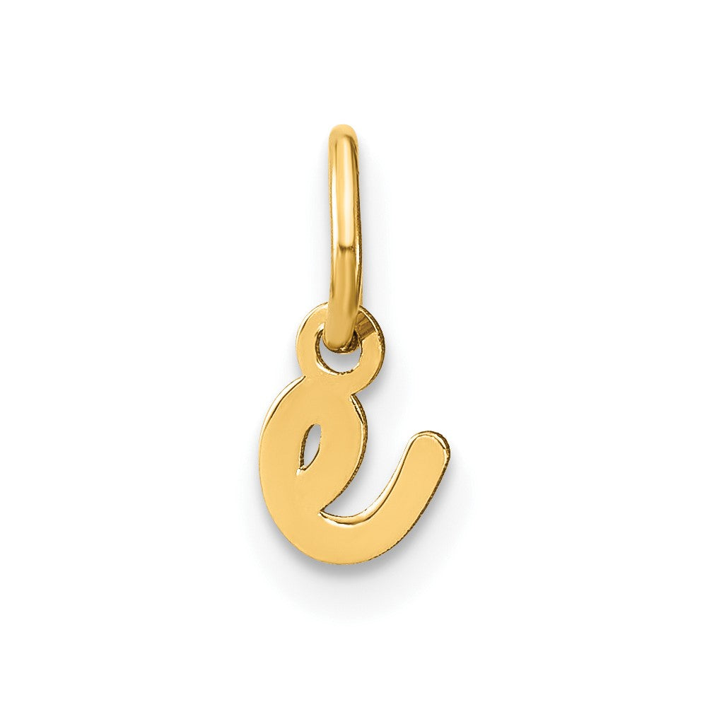 Dije de Letra "E" Minúscula en Oro Amarillo de 14k