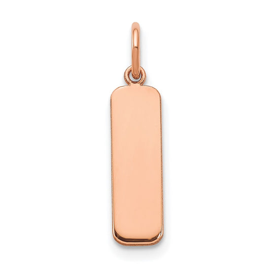 Dije Rectangular Pequeño en Oro Rosa de 14k (Barra Vacía para Grabar)