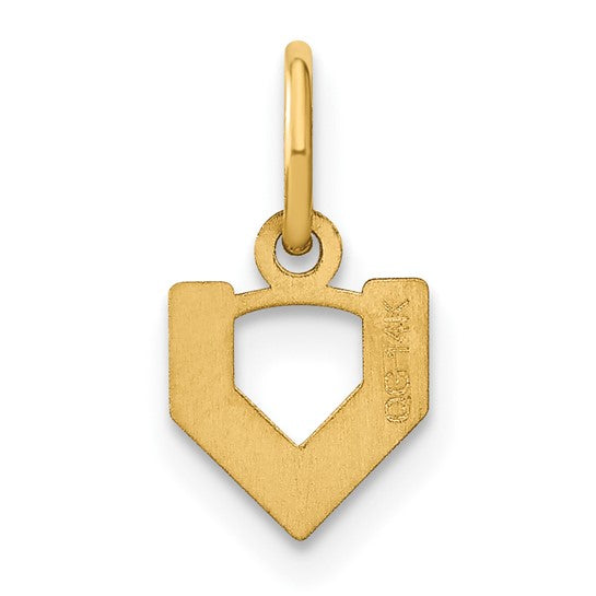 Colgante con la Inicial "v" en Oro Amarillo de 14k (Letra Minúscula)