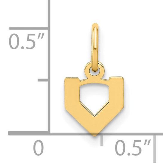 Colgante con la Inicial "v" en Oro Amarillo de 14k (Letra Minúscula)