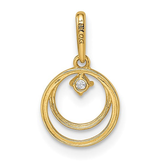 Colgante Circular con Circonia Cúbica en Oro de 14k