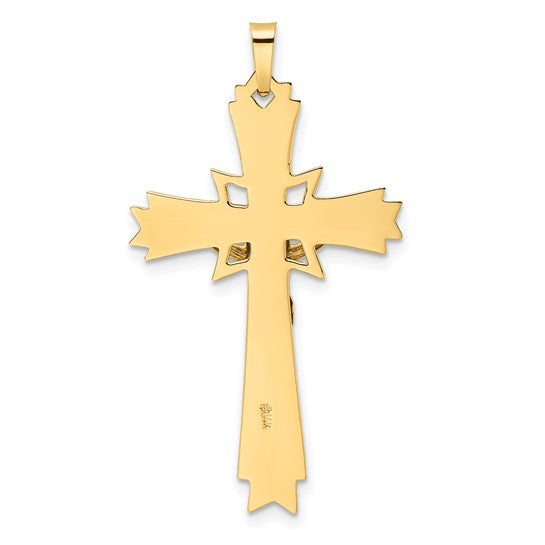 Colgante de Crucifijo INRI Estilo Elegante en Oro Macizo de 14k Bicolor Pulido