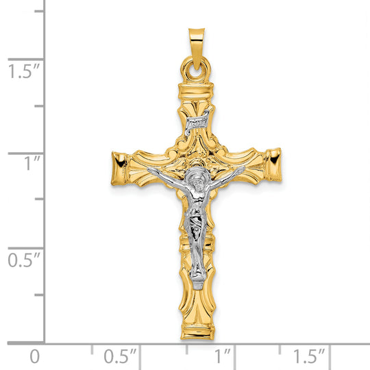 Colgante Crucifijo INRI Sólido en Oro Bicolor de 14k