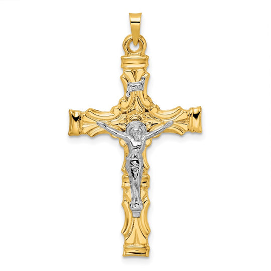 Colgante Crucifijo INRI Sólido en Oro Bicolor de 14k