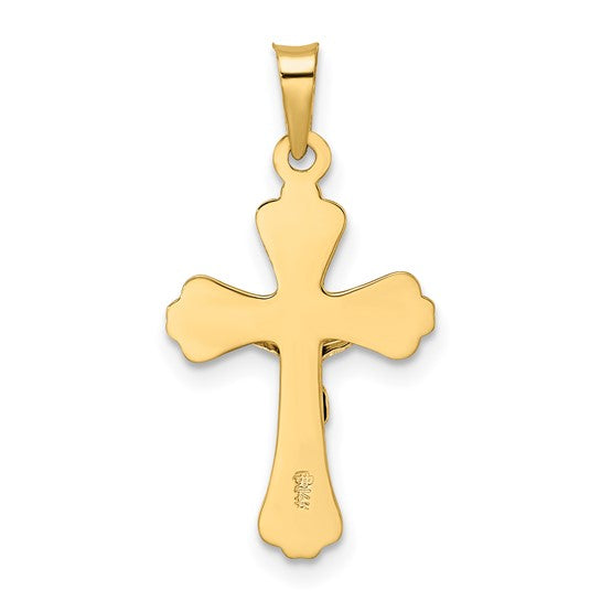 Colgante Crucifijo INRI Sólido Pulido en Oro Bicolor de 14k