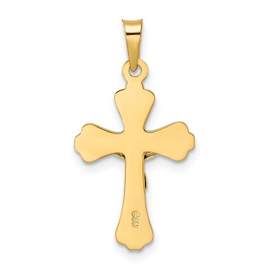 Colgante Crucifijo INRI Sólido Pulido en Oro Bicolor de 14k