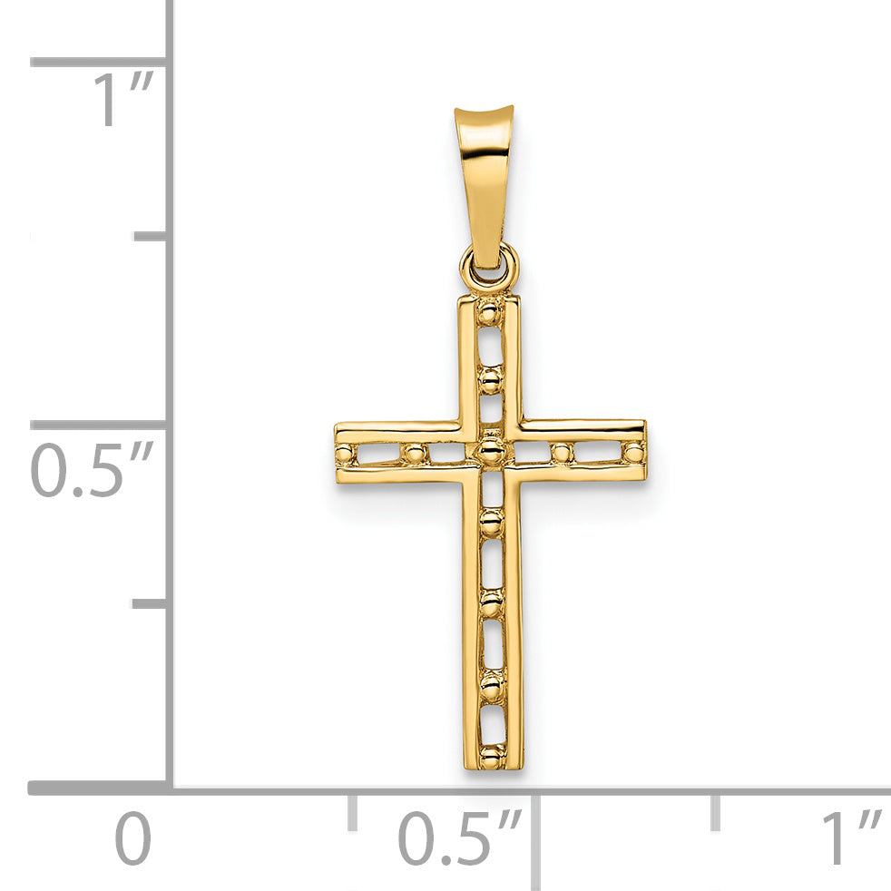 Colgante de Cruz Sólida Pulida en Oro de 14k