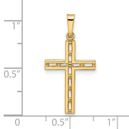 Colgante de Cruz Sólida Pulida en Oro Amarillo de 14K