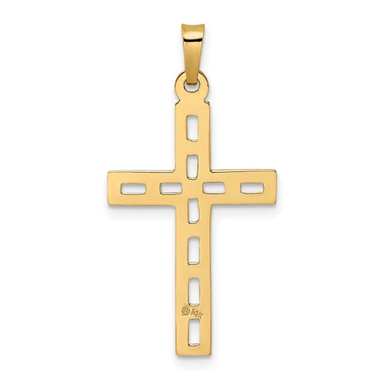 Colgante Cruz Sólida Pulida de Oro 14K