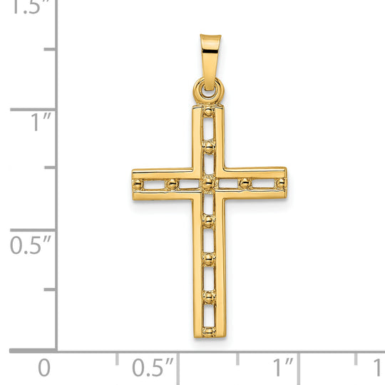 Colgante Cruz Sólida Pulida de Oro 14K