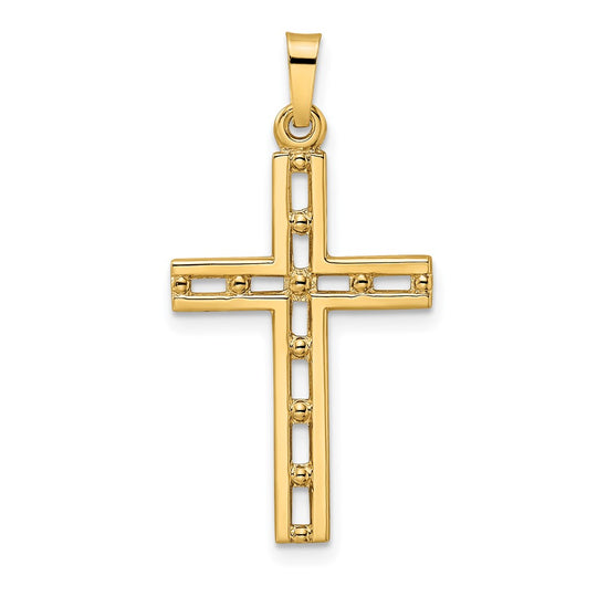 Colgante Cruz Sólida Pulida de Oro 14K